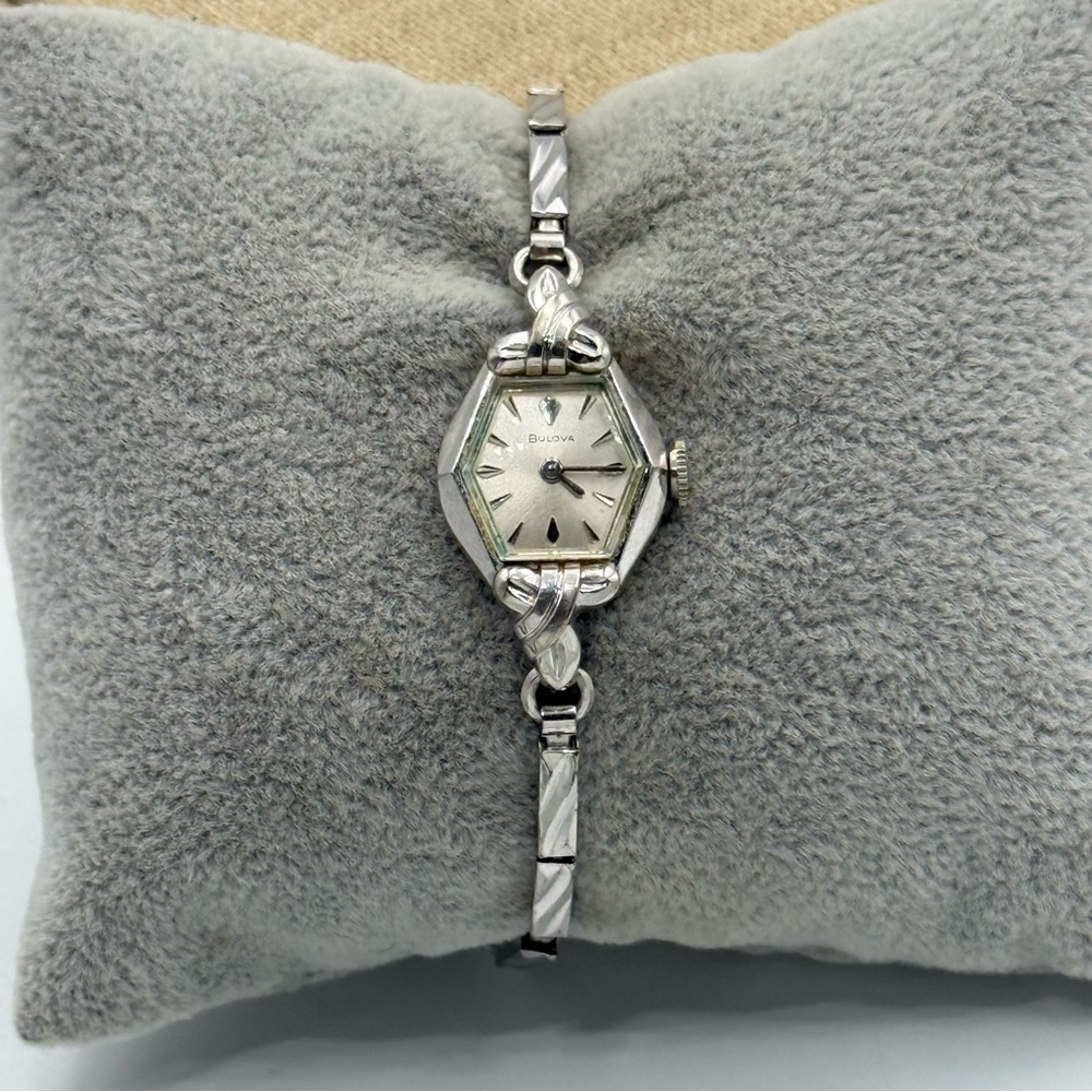 Vintage Elegant Silver tone Bulova MG 10k R.G.P Women's Watch
